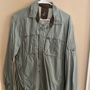 Men's REI Camping Hiking Fishing Button Up Shirt Mint Green